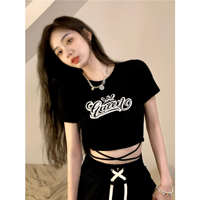 Áo Thun Tay Ngắn Hở Vai In Hình Thời Trang Mùa Hè Hàng Mới Dành Cho Bạn Nữ Áo Kiểu Dáng Ôm Thời Trang Thanh Lịch