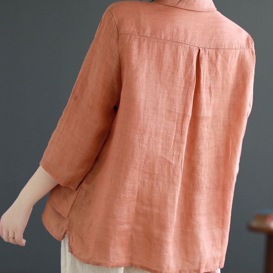 Áo Sơ Mi Tay Lửng Giả Hai Lớp Phong Cách Mới Mùa Hè Cho Nữ