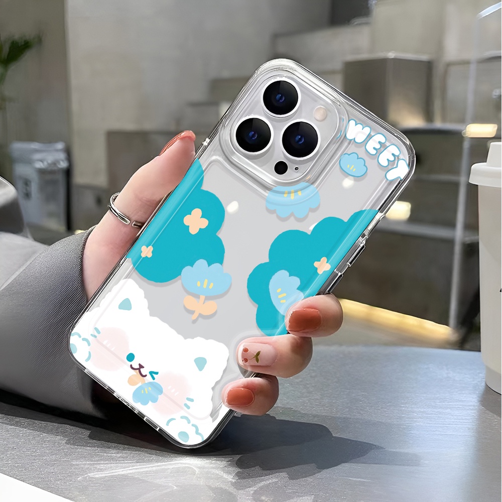 Ốp Điện Thoại Trong Suốt In Hình Gấu Đám Mây Cho iphone 14 pro max 11 13 12 7 8 Plus X XR XSMax