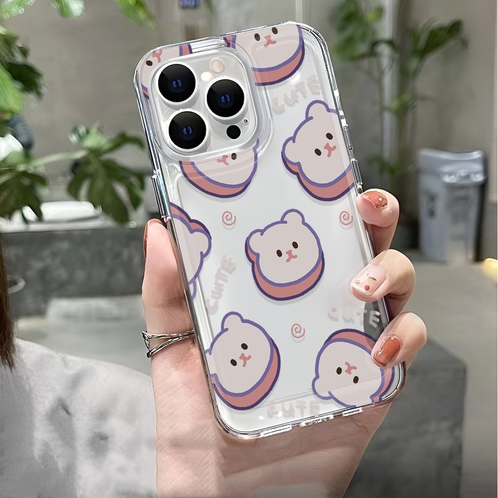Ốp Điện Thoại Trong Suốt In Hình Gấu Cho iphone 14 pro max 11 13 12 7 8 Plus X XR XSMax