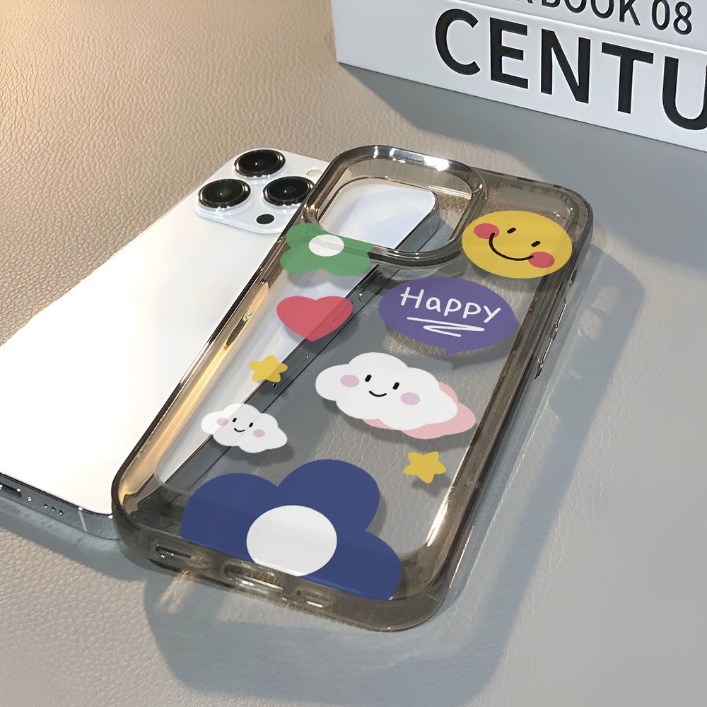 Ốp Điện Thoại Trong Suốt In Hình Đám Mây Mặt Cười Cho iphone 14 pro max 11 13 12 7 8 Plus X XR XSMax