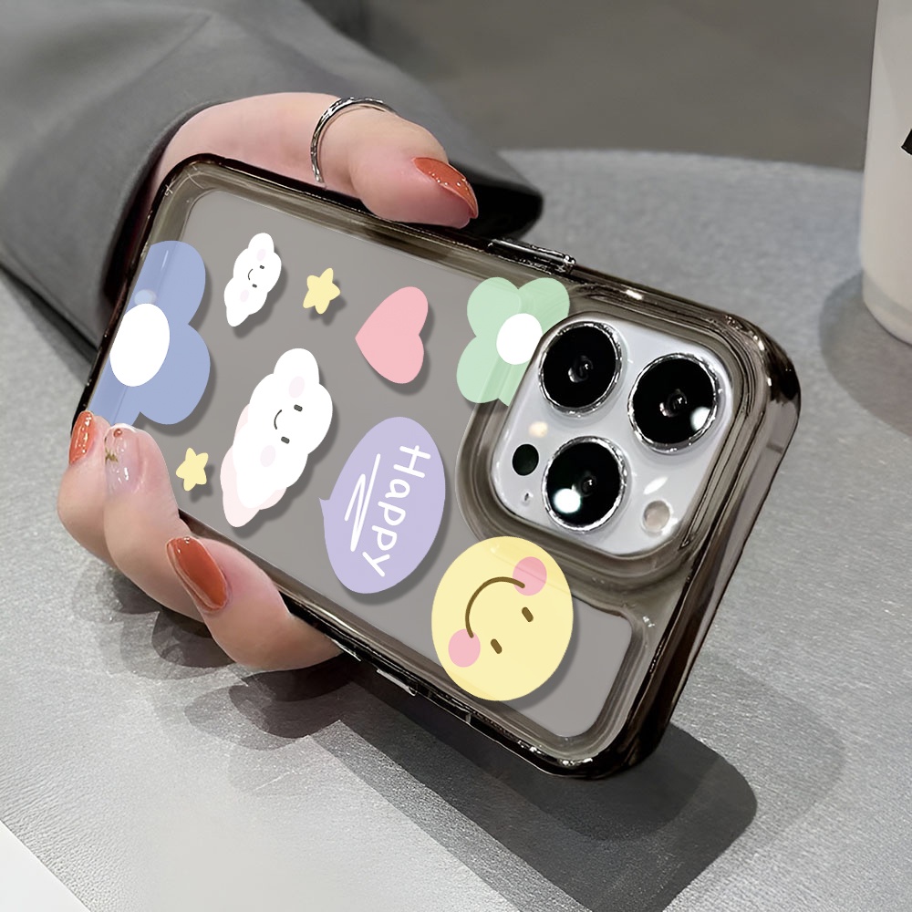 Ốp Điện Thoại Trong Suốt In Hình Đám Mây Mặt Cười Cho iphone 14 pro max 11 13 12 7 8 Plus X XR XSMax