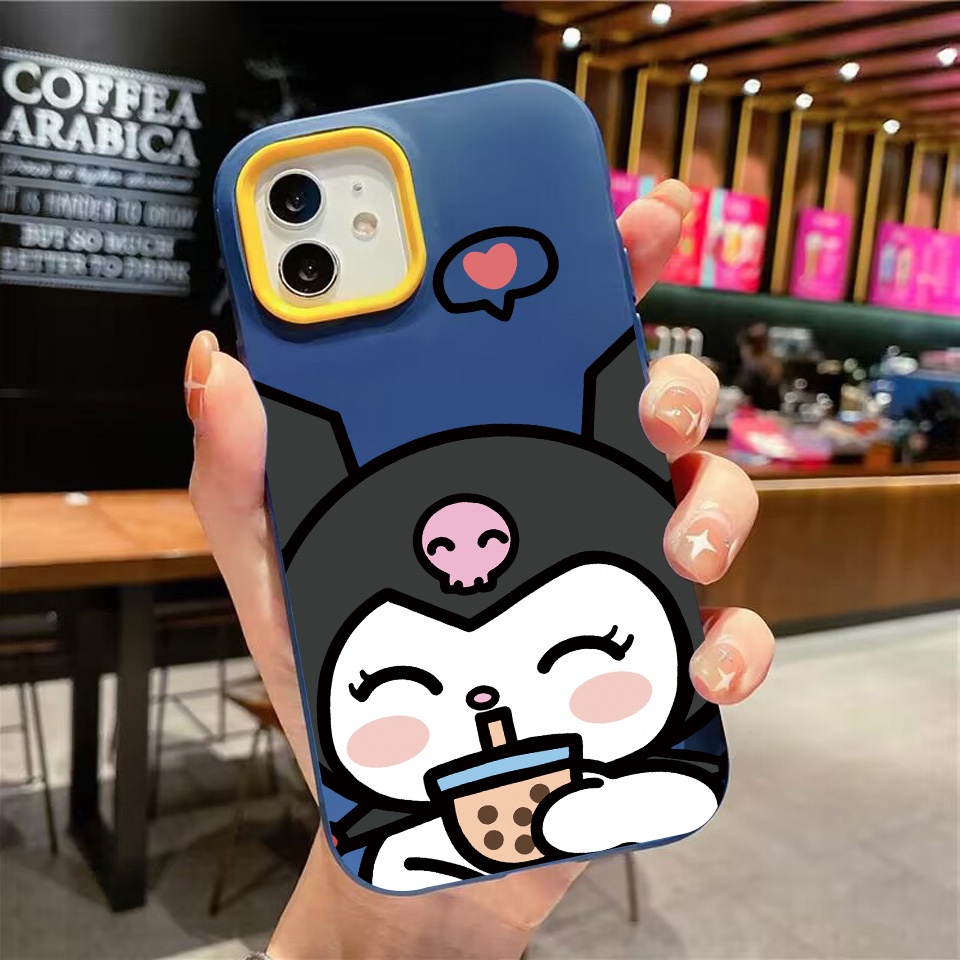 Ốp Điện Thoại silicon Dẻo Hình kuromi Uống Trà Sữa 3 Trong 1 Cho iPhone 14Promax 13 12 11 7Plus X XR