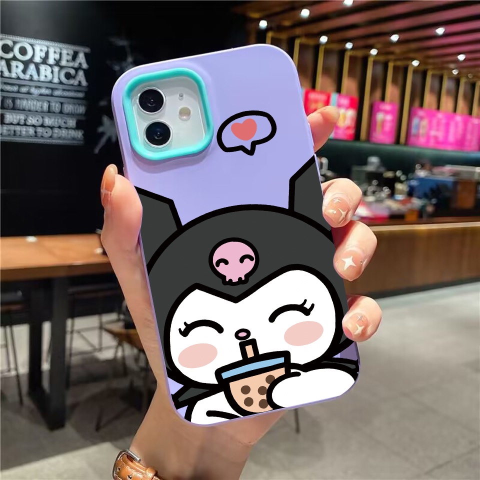 Ốp Điện Thoại silicon Dẻo Hình kuromi Uống Trà Sữa 3 Trong 1 Cho iPhone 14Promax 13 12 11 7Plus X XR