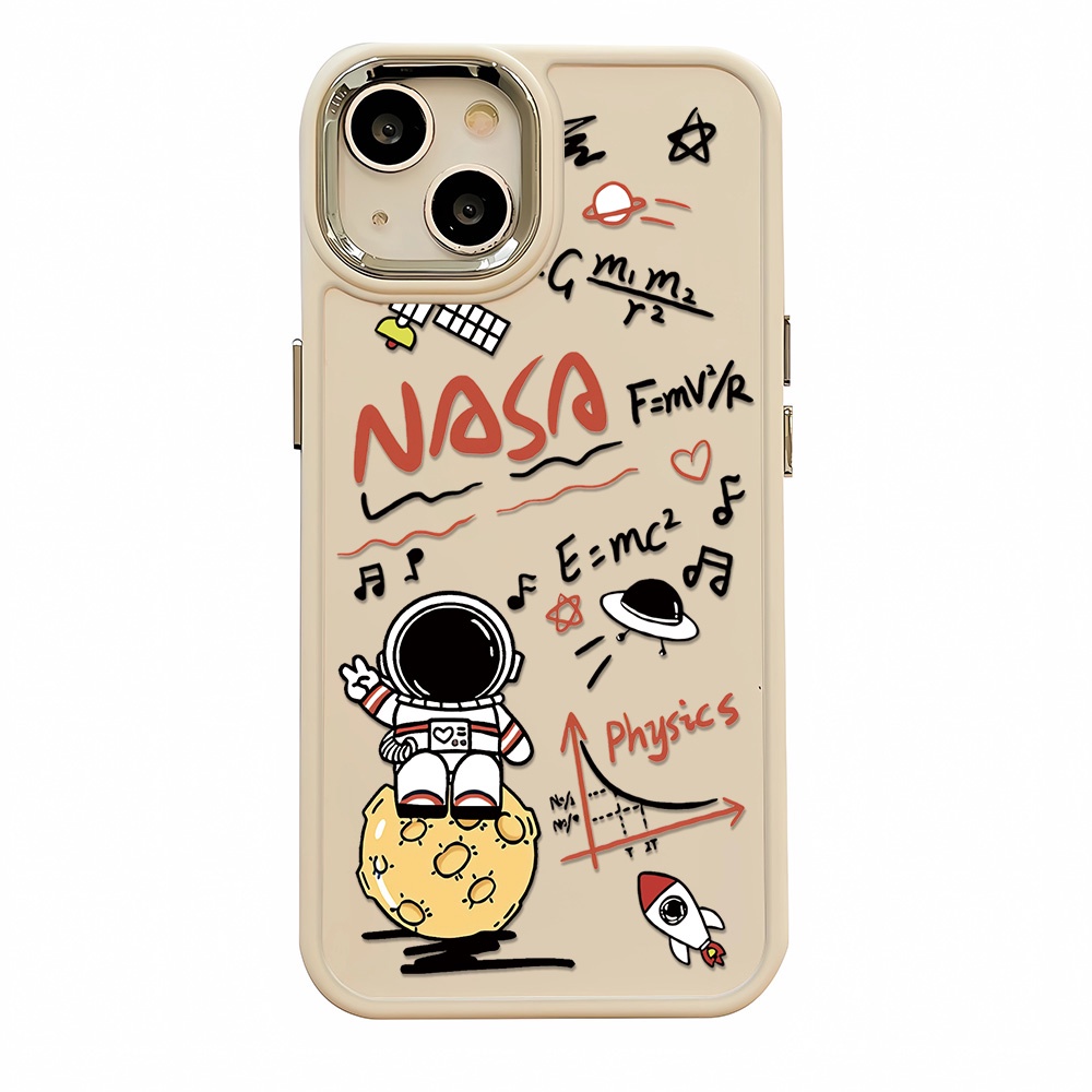 Ốp Điện Thoại Silicone Khung Kim Loại In Hình Phi Hành Gia Hoạt Hình Cho iphone 14ProMax 11 13 12 7Plus 8 X XS Max