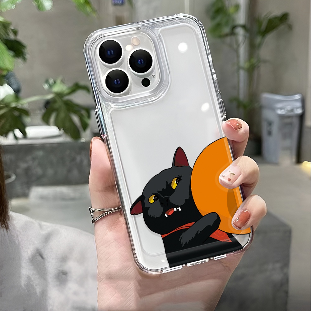 Ốp Điện Thoại Trong Suốt Chống Sốc In Hình Mèo Và Quả Cam Cho iphone 14 pro max 11 13 12 7 8 Plus X XR XSMax