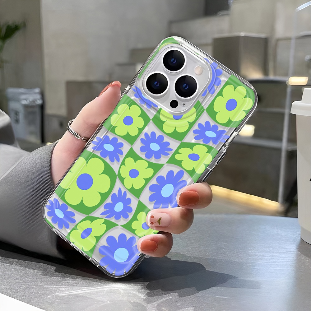 Ốp Điện Thoại Trong Suốt Chống Sốc Họa Tiết Kẻ Ô Cho iphone 14 pro max 11 13 12 7 8 Plus X XR XSMax