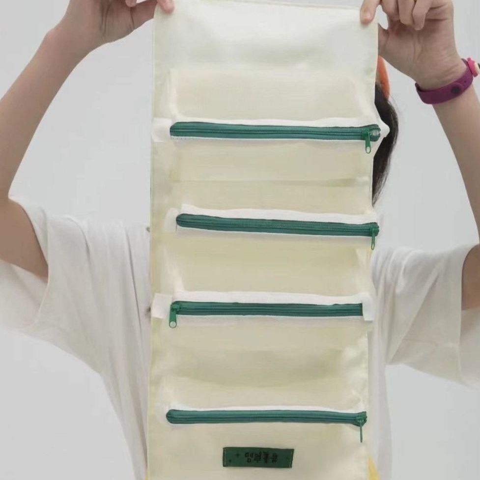 Set 2 Túi Đựng Đồ Trang Điểm Sức Chứa Lớn In Hình Cá Sấu Hoạt Hình Dễ Thương Có Dây Đeo