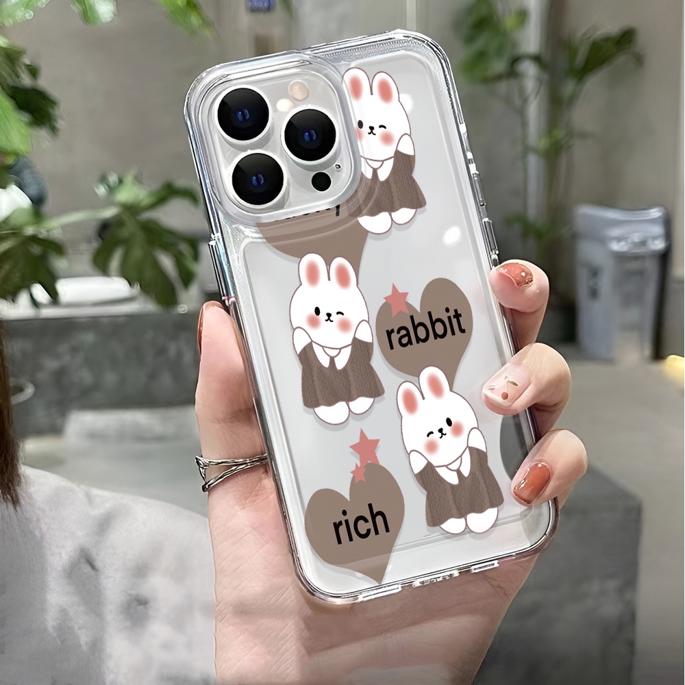 Ốp Điện Thoại Trong Suốt Chống Sốc In Hình Thỏ Hoạt Hình Cho iphone 14 pro max 11 13 12 7 8 Plus X XR XSMax