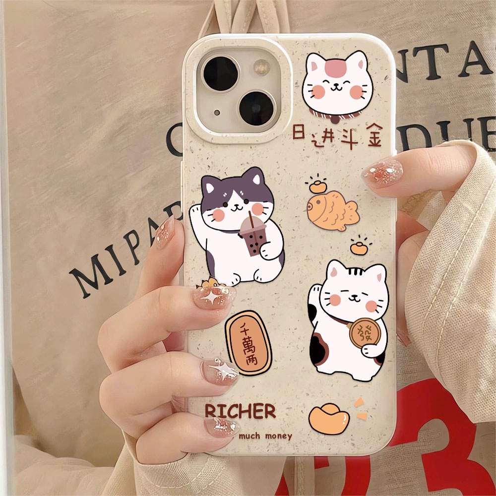 Ốp Điện Thoại Chống Sốc Hình Mèo May Mắn Cho iphone 14 pro max 11 13 12 7 8 Plus X XR XSMax