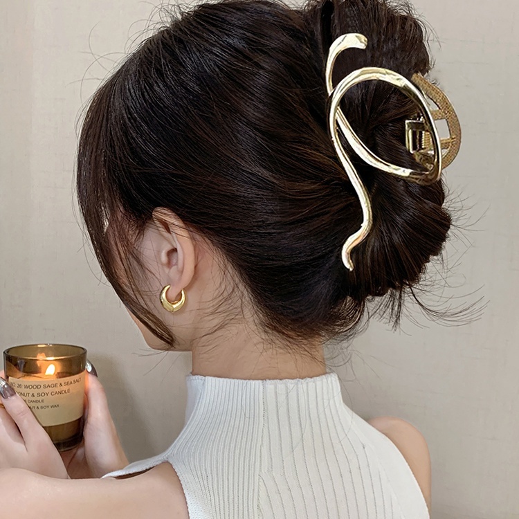 Kẹp Tóc Cá Mập Bằng Kim Loại Thiết Kế Đơn Giản Cỡ Lớn Cho Nữ