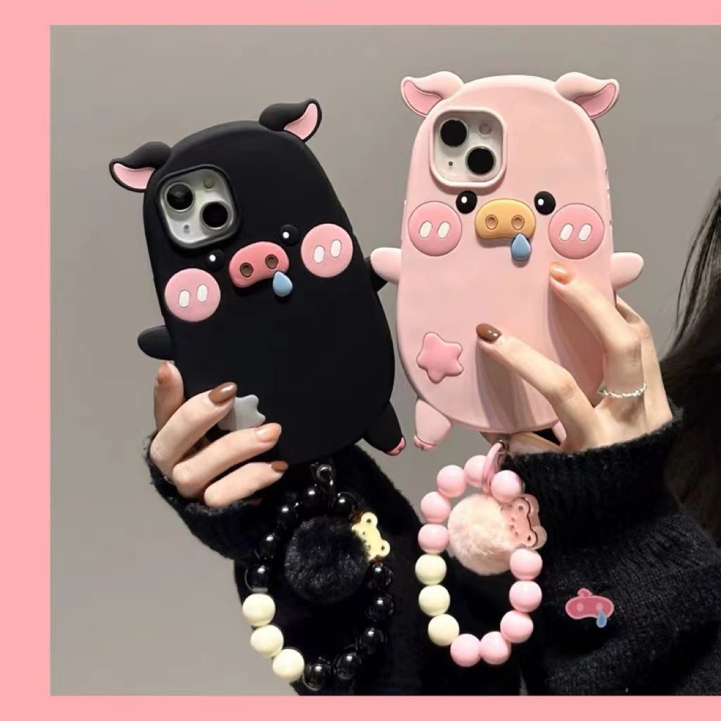 Ốp Điện Thoại Silicon Mềm Chống Sốc Hình Chú Heo Ba Chiều Cho iPhone13promax 14 12 11