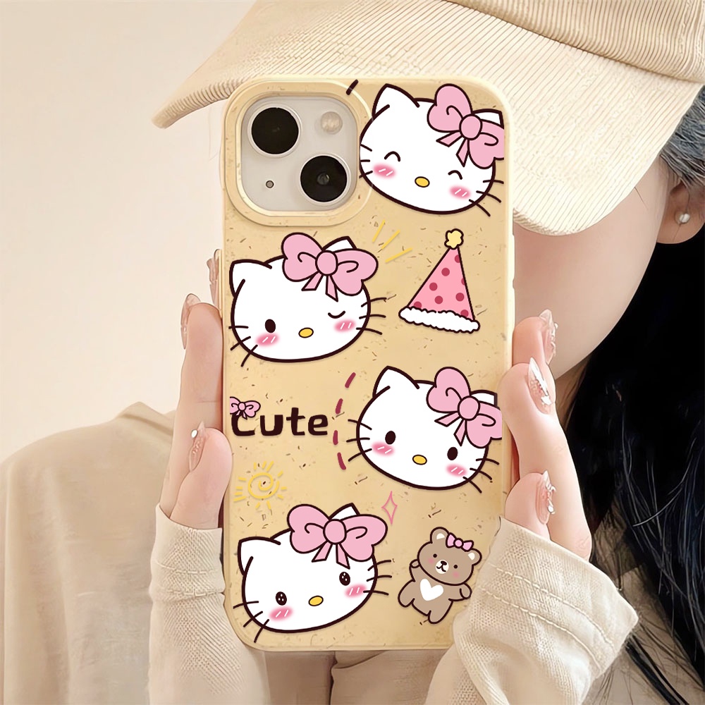 Ốp Điện Thoại Tpu In Hình Gấu hello kitty Màu Trắng Cho iphone 14promax 11 13 12 7 8 Plus X XR XSMax