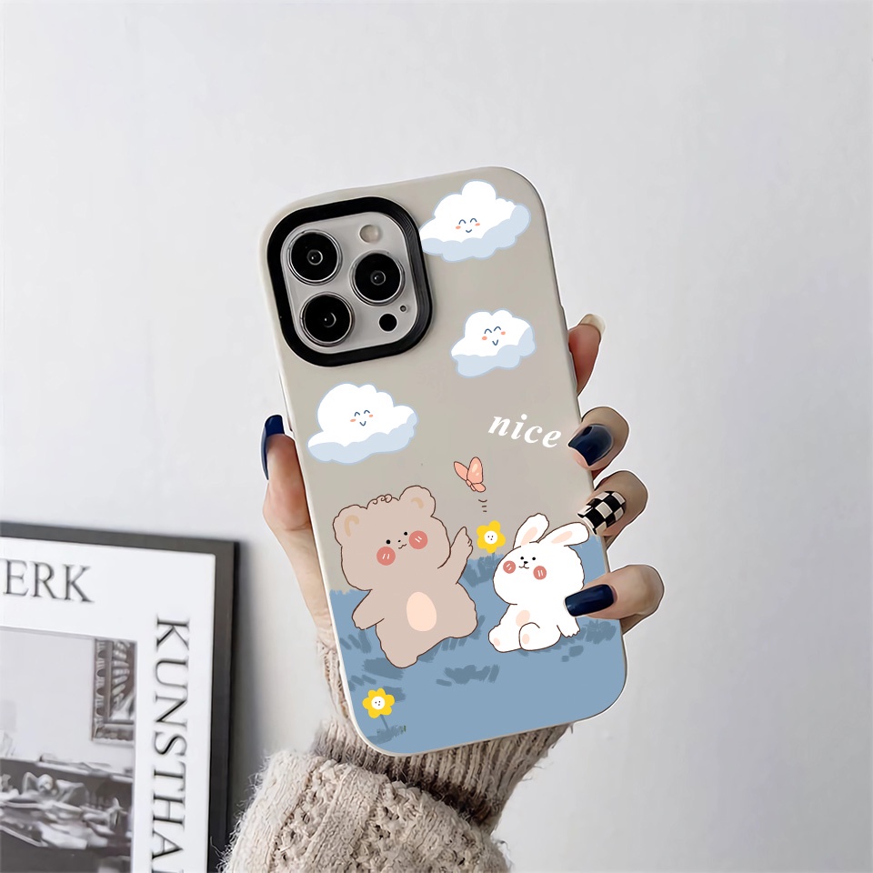 Ốp Điện Thoại silicon Dẻo Hình Gấu Thỏ 3 Trong 1 Cho iPhone 14Promax 13 12 11 7Plus 7 X Xs Max XR