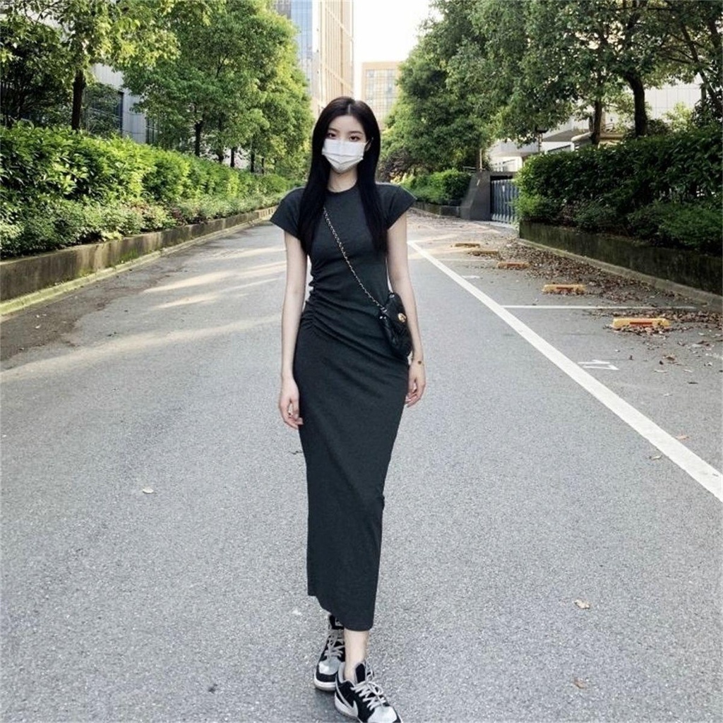 Đầm Thun Dáng Dài Ôm Sát Phong Cách Pháp Cổ Điển Thời Trang Cao Cấp Cho Nữ