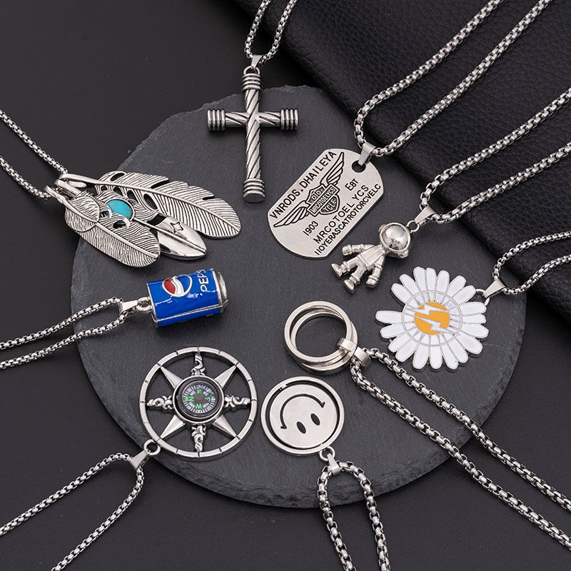 Vòng cổ Thép Titan Dáng Dài Phong Cách hip hop Cá Tính Cho Cặp Đôi