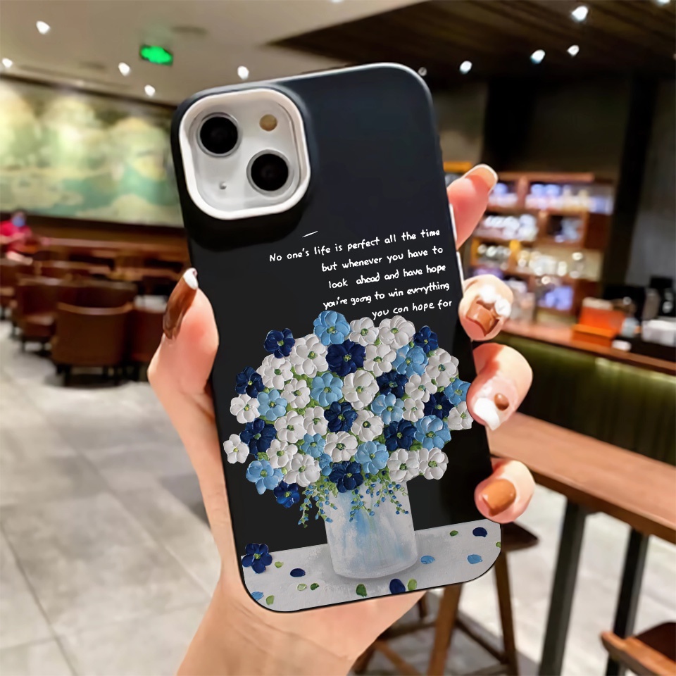 Ốp Điện Thoại silicon Dẻo Họa Tiết Lọ Hoa 3 Trong 1 Cho iPhone 14Promax 13 12 11 7Plus 7 X Xs Max XR