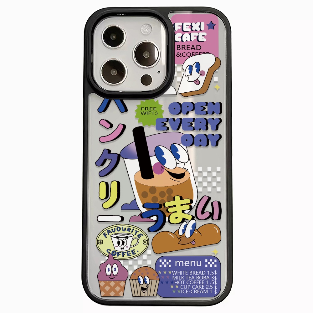 Ốp Điện Thoại Nhựa Acrylic Cứng Trong Suốt Hình Trà Sữa Cho iphone 14promax 11 13 12 7Plus 8 X XS Max