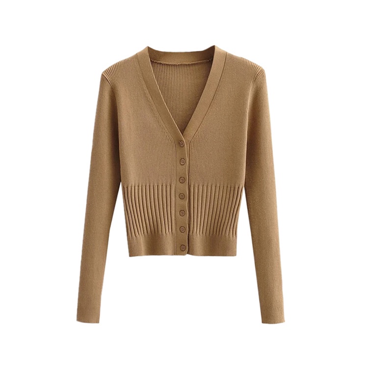 Áo Khoác Cardigan Cổ Chữ V Màu Sắc Đơn Giản Phong Cách Pháp Thời Trang Mùa Thu Cho Nữ