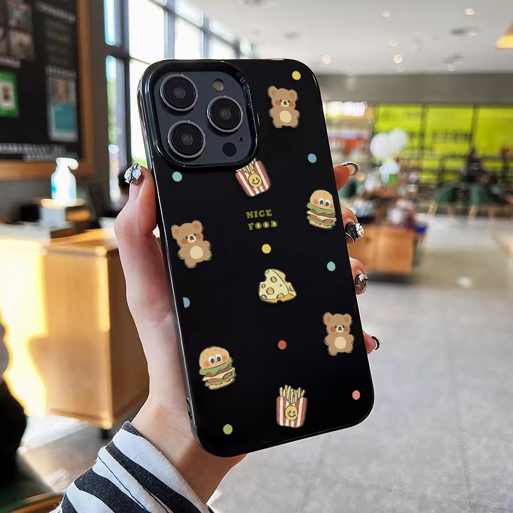 Ốp Điện Thoại Silicone TPU Mềm Bóng In Hình Gấu Hamburg Cho iphone 14promax 11 13 12 7Plus 8 X XS Max