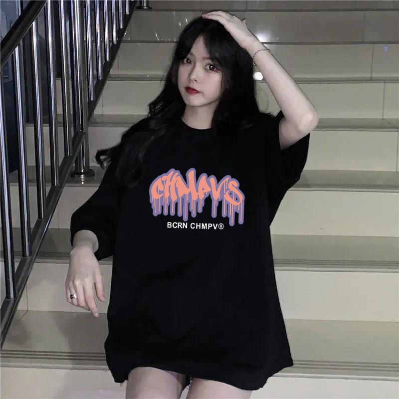 Áo Thun 100% Cotton Tay Ngắn Dáng Rộng In Họa Tiết Thời Trang Mùa Hè Hàn Quốc Mới 2023