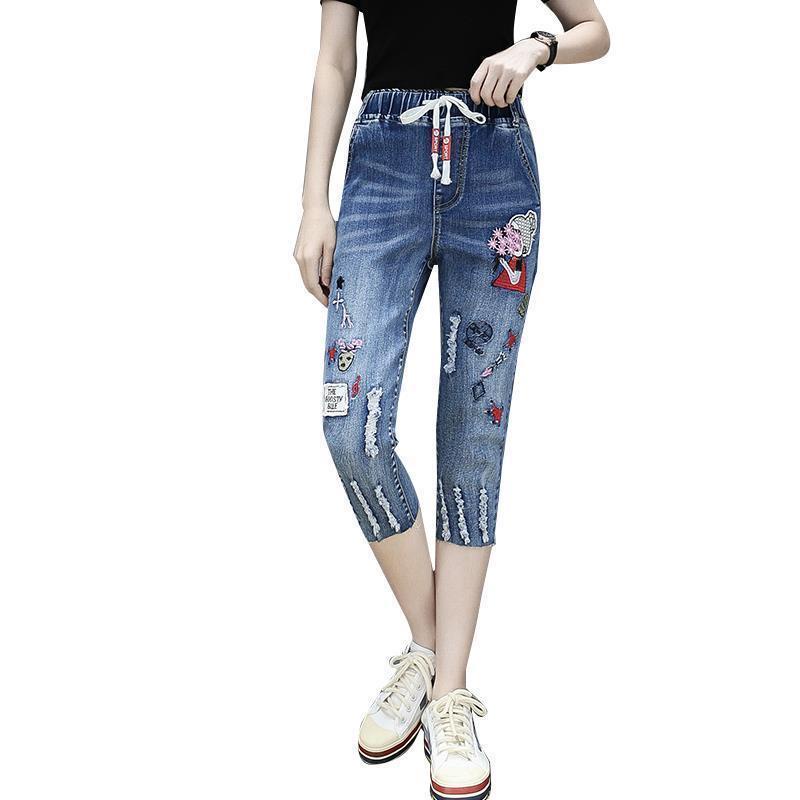 Quần Jeans Lửng 40% Dáng Rộng Phong Cách Hàn Quốc Cho Nữ