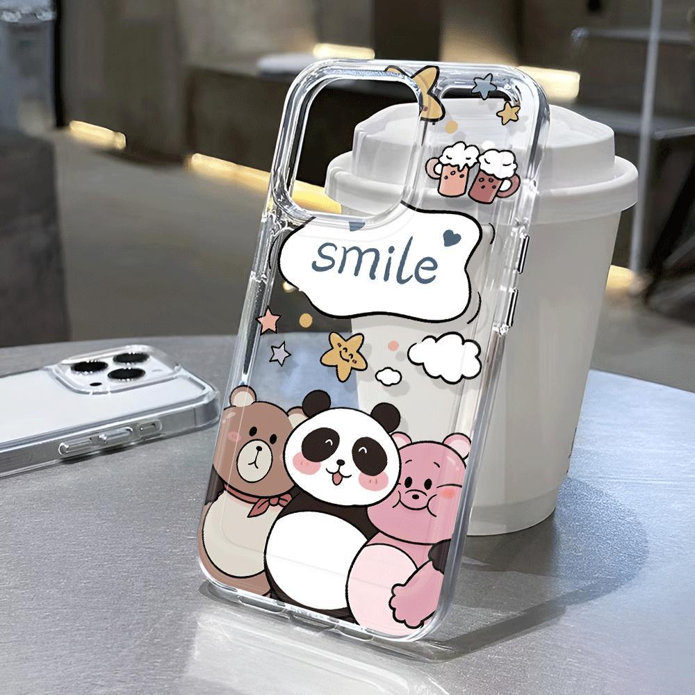 Ốp Điện Thoại Trong Suốt Hình Gấu Trúc Cho iphone 14promax 13 12 11 7P