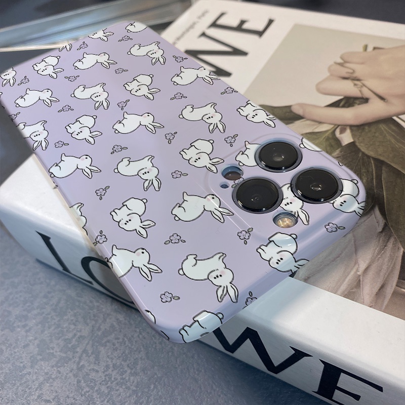 Ốp Điện Thoại Cứng Chống Sốc In Hình Thỏ Dễ Thương Cho iphone 14promax 11 13 12 7Plus 8 X XS Max