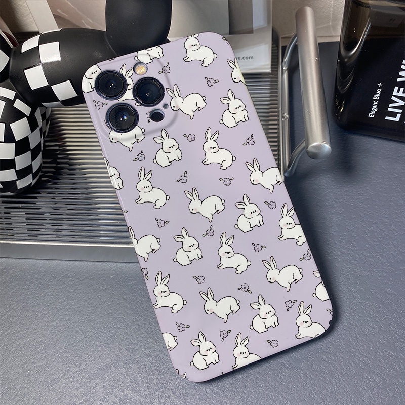 Ốp Điện Thoại Cứng Chống Sốc In Hình Thỏ Dễ Thương Cho iphone 14promax 11 13 12 7Plus 8 X XS Max