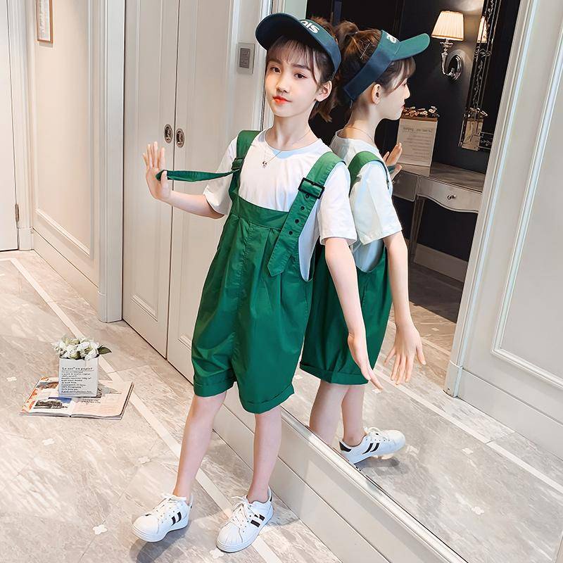 * * Qu n y m em * Bộ Đồ Yếm Ngắn Dáng Rộng Phong Cách Phương Tây Thời Trang Mùa Hè 2022 Dành Cho Bé Gái