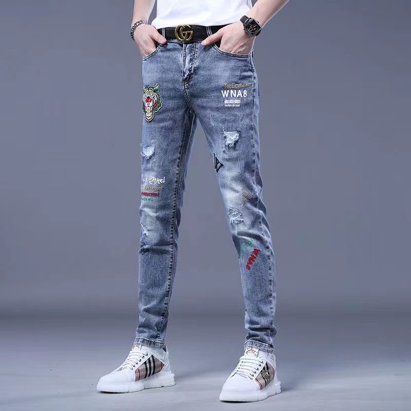 Quần Jeans Thêu Họa Tiết Thời Trang Xu Hướng Hàn Quốc Cho Nam