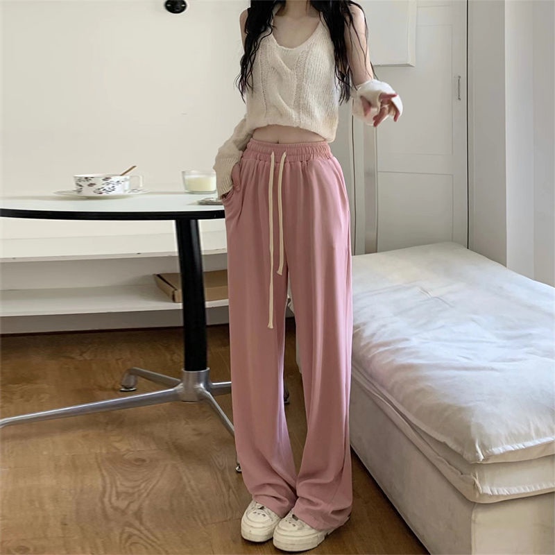 Quần Dài Lưng Cao Ống Rộng Bằng Lụa Mát Thời Trang Mùa Hè Hàng Mới Dành Cho Bạn Nữ