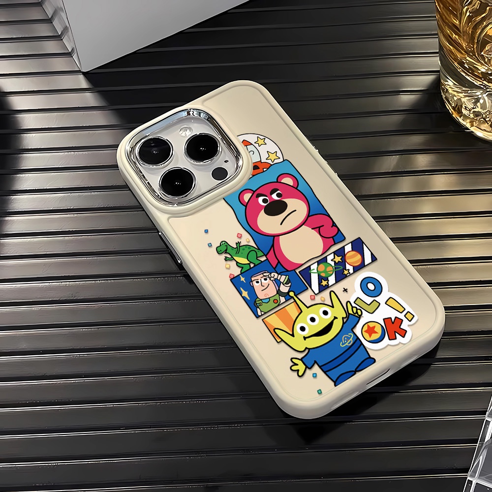 Ốp Điện Thoại Silicone Khung Kim Loại In Hình Người Ngoài Hành Tinh Lotso Cho iphone 14ProMax 11 13 12 7Plus 8 X XS Max