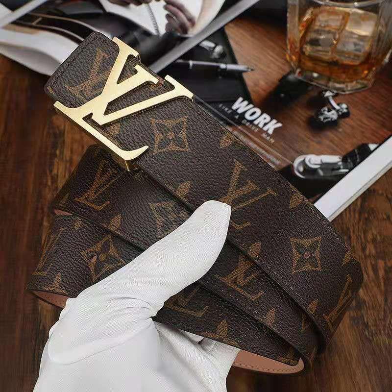 Thắt Lưng Louis Vuitton Bằng Da Thật Họa Tiết Sọc Caro Phối Khóa Cài In Chữ Phong Cách Doanh Nhân Thời Trang Cho Nam