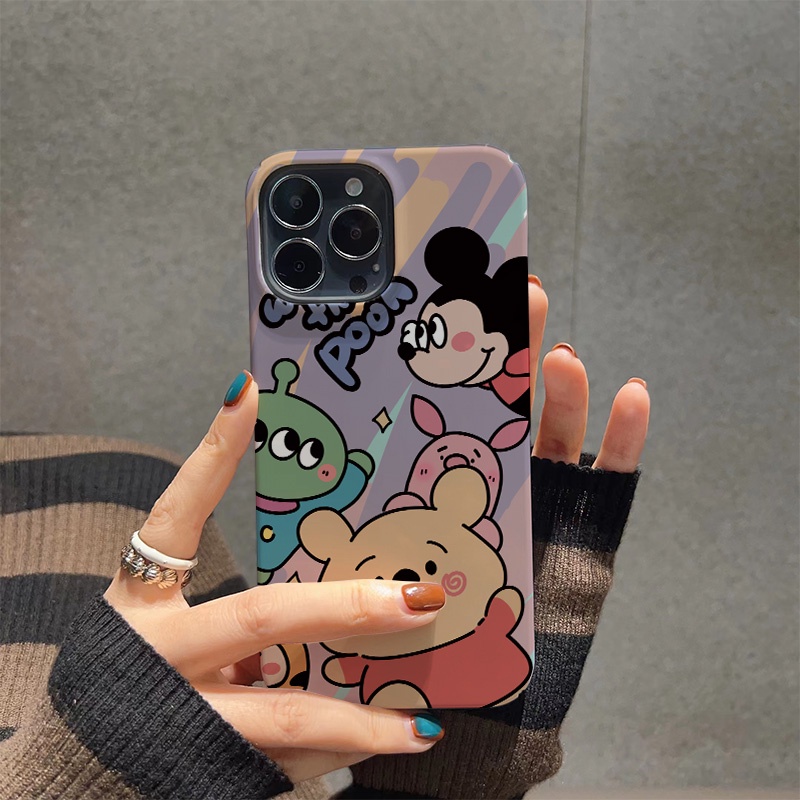 Ốp Điện Thoại Cứng Chống Sốc In Hình Gấu Pooh / Chuột Mickey Cho iphone 14 pro Max 11 13 12 7Plus 8 X XS Max