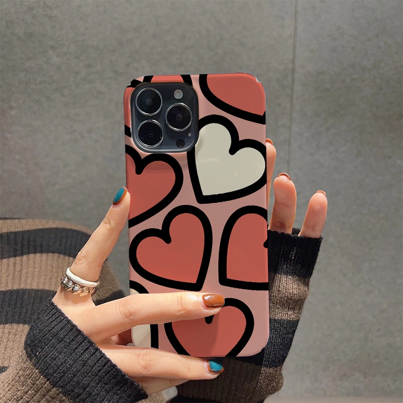 Ốp Điện Thoại Cứng Chống Sốc Họa Tiết Trái Tim Dễ Thương Cho iphone 14 pro Max 11 13 12 7Plus 8 X XS Max