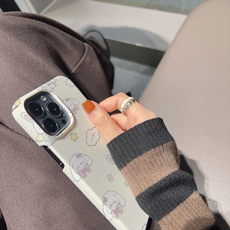 Ốp Điện Thoại Cứng Chống Sốc Hình Thỏ Và Mây cherry Cho iphone 14promax 11 13 12 7Plus 8 X XS Max