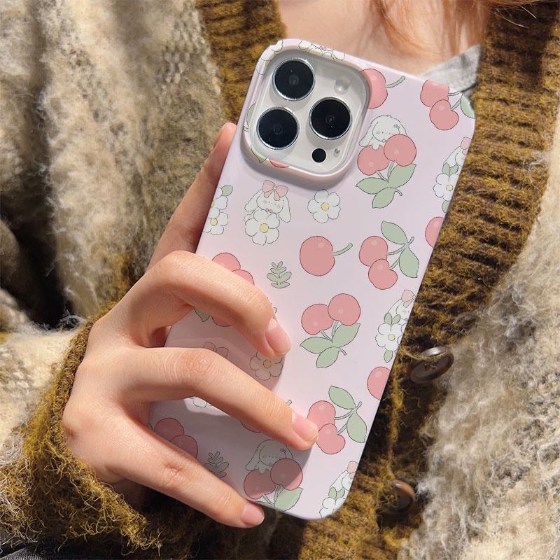 Ốp Điện Thoại Cứng Chống Sốc Hình Thỏ Và Mây cherry Cho iphone 14promax 11 13 12 7Plus 8 X XS Max