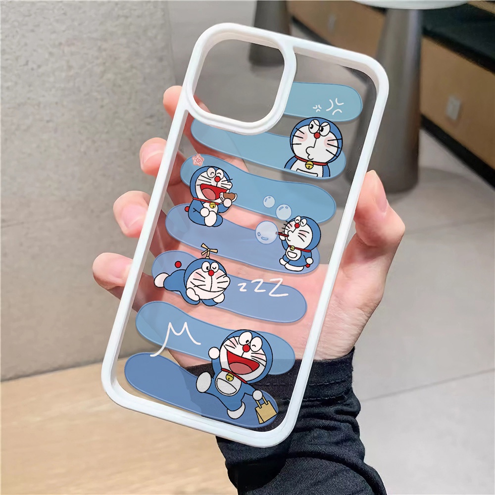 Ốp Điện Thoại Acrylic Cứng Trong Suốt Hình Doraemon Đám Mây Cho iphone 14 pro Max 11 13 12 7Plus 8 X XS Max