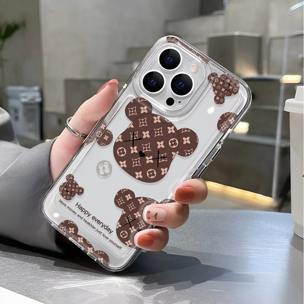 Ốp Điện Thoại Trong Suốt Chống Sốc In Hình Gấu Nâu Cho iphone 14 pro max 11 13 12 7 8 Plus X XR XSMax