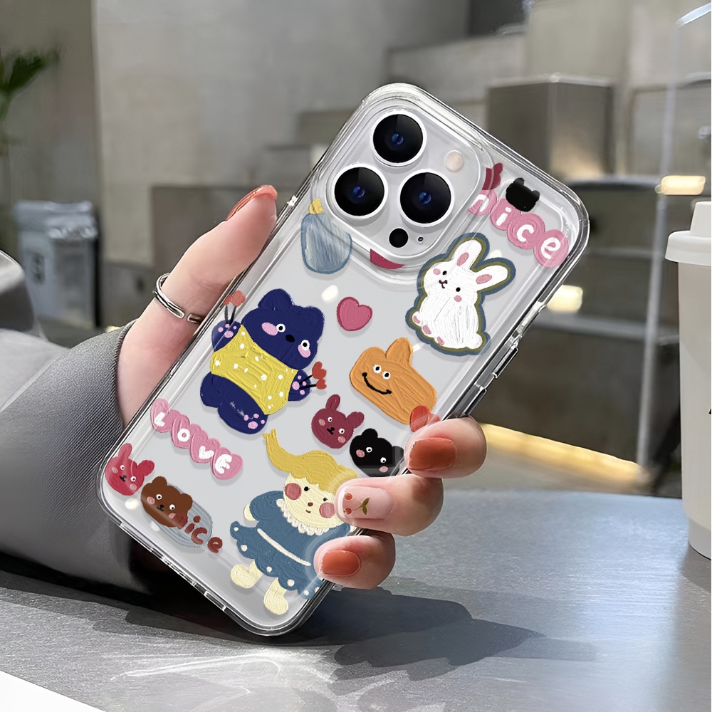 Ốp Điện Thoại Trong Suốt Chống Sốc In Hình Thỏ Cho iphone 14 pro max 11 13 12 7 8 Plus X XR XSMax