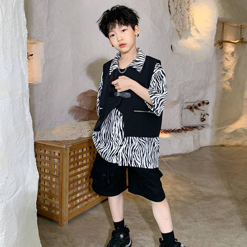 * * B Áo VEST CHO B TRAI * Bộ Áo VEST Da Cài Khóa Màu Đen Phong Cách Hip hop Mới Mùa Hè 2022 CHO BÉ TRAI