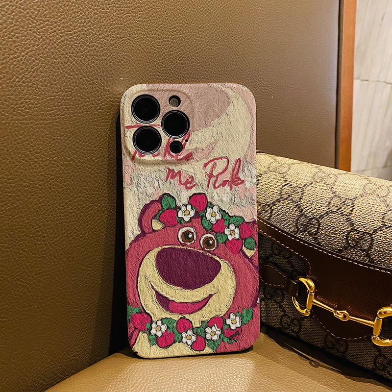 Ốp Điện Thoại Cứng Chống Sốc Hình Gấu Dâu Tây Cho iphone 14 pro Max 11 13 12 7Plus 8 X XS Max