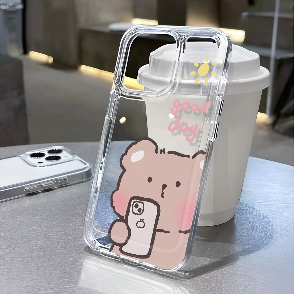 Ốp Điện Thoại Trong Suốt Hình Gấu Nâu Cho iphone 14 pro max 11 13 12 7 8 Plus X XR XSMax