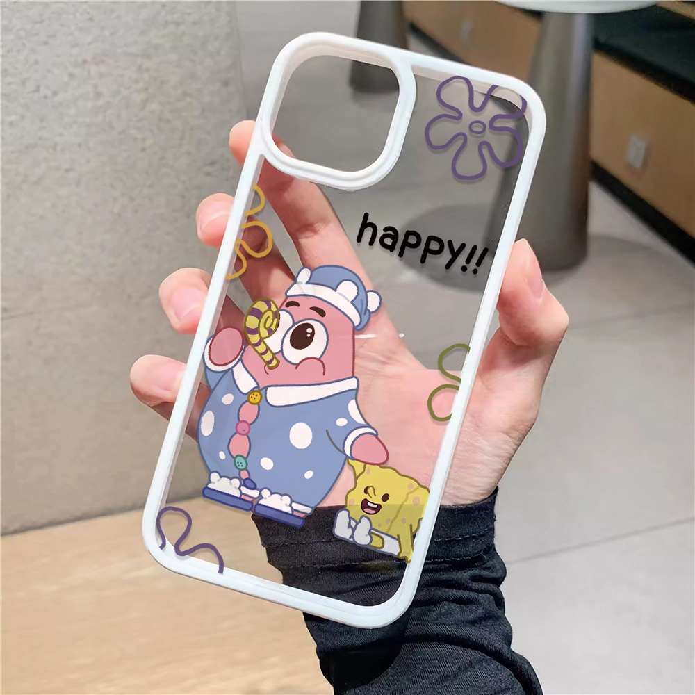 Ốp Điện Thoại Nhựa Acrylic Cứng Trong Suốt Hình SpongeBob Cho iphone 14 pro Max 11 13 12 7Plus 8 X XS Max