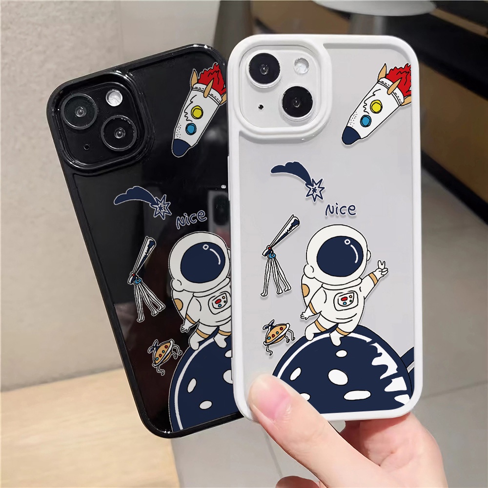 Ốp Điện Thoại Nhựa Acrylic Cứng Trong Suốt Hình Phi Hành Gia Cho iphone 14 pro Max 11 13 12 7Plus 8 X XS Max