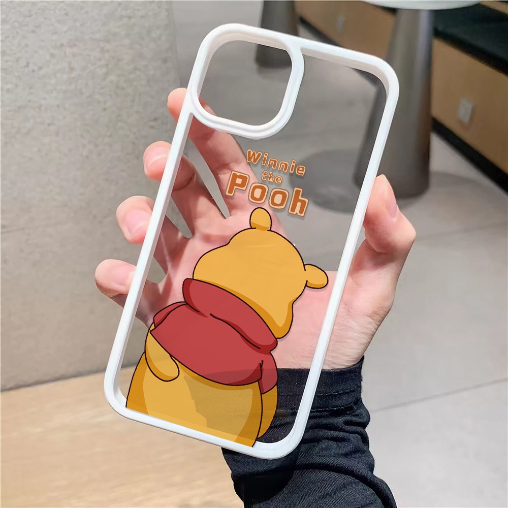 Ốp Điện Thoại Acrylic Cứng Trong Suốt Hình Gấu Winnie Cho iphone 14 pro Max 11 13 12 7Plus 8 X XS Max