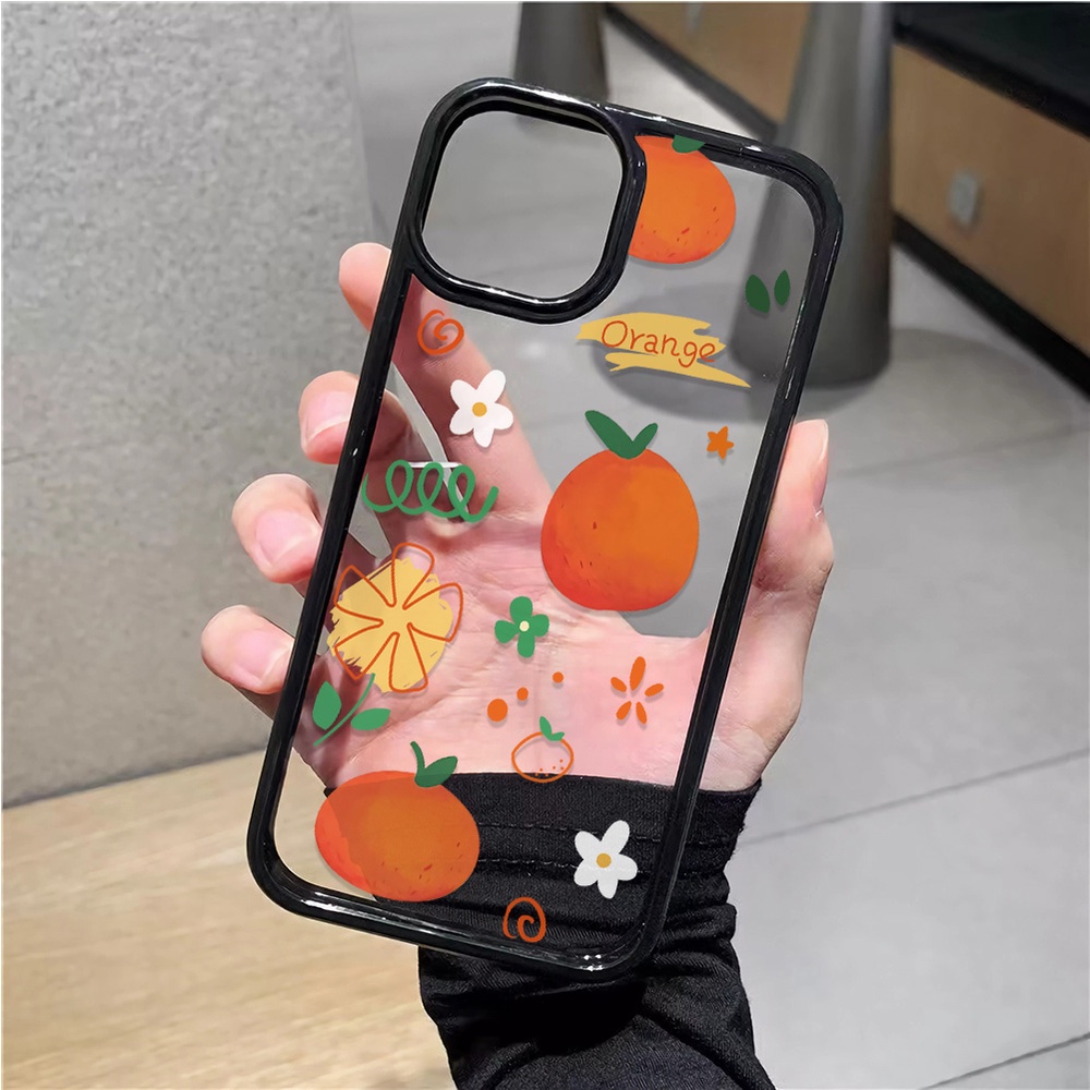 Ốp Điện Thoại Nhựa Acrylic Cứng Trong Suốt Hình Hoa Quả Cam Cho iphone 14 pro Max 11 13 12 7Plus 8 X XS Max