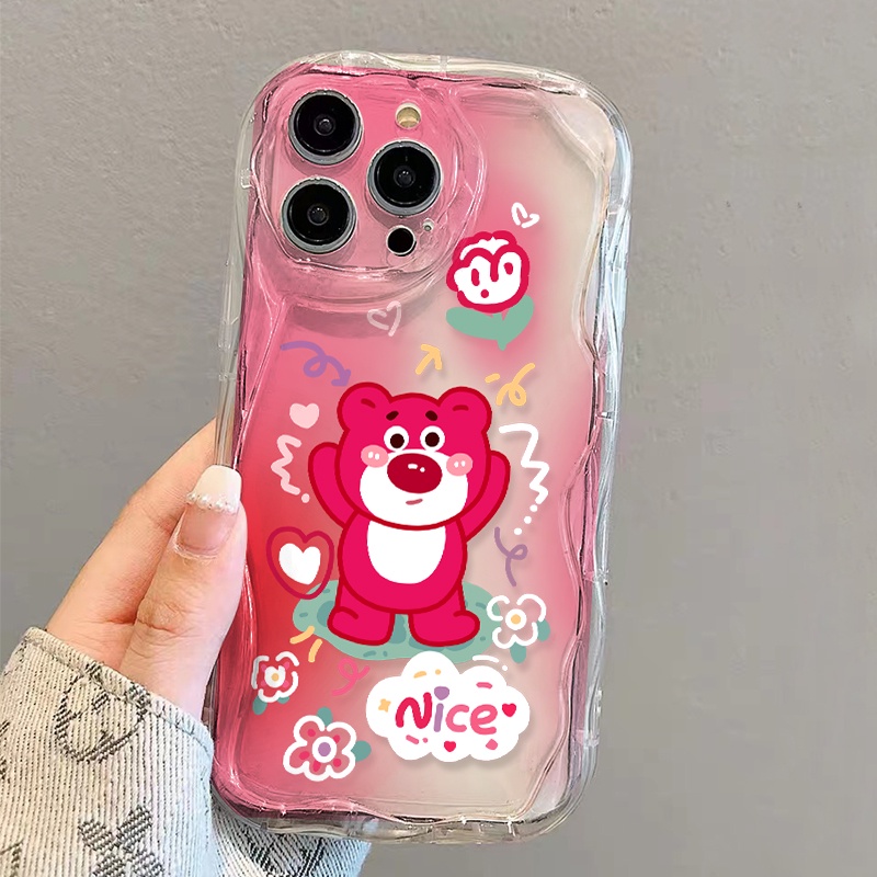 Ốp Điện Thoại Mềm Trong Suốt Họa Tiết Lotso Màu Hồng Cho iphone 14 pro Max 11 13 12 7Plus 8 X XS Max