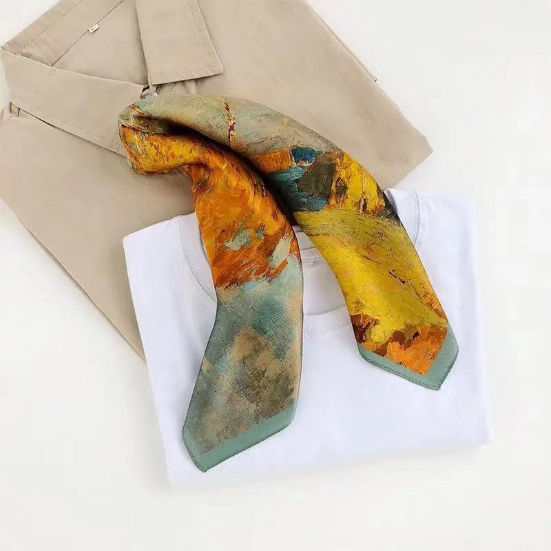 Khăn Quàng Cổ Vuông Bằng Lụa Mỏng Kích Thước 70x70 Thời Trang Xuân Thu Cho Nữ